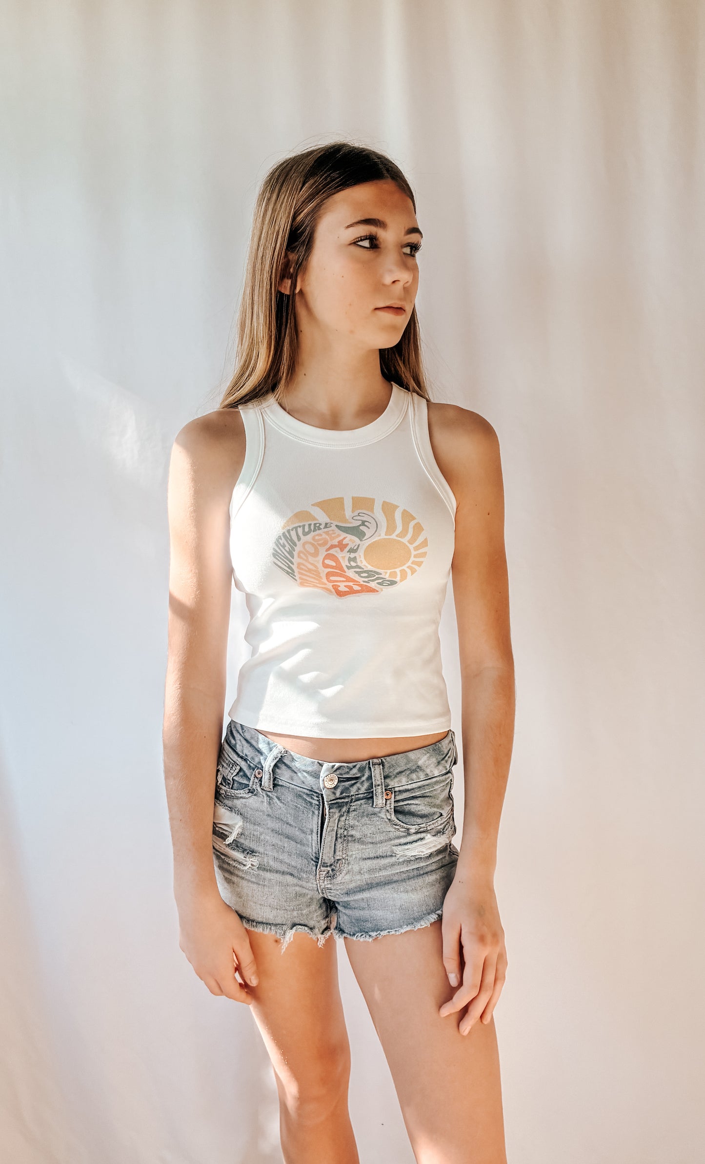 Snow Washed Tank Top~ sun swirl logo