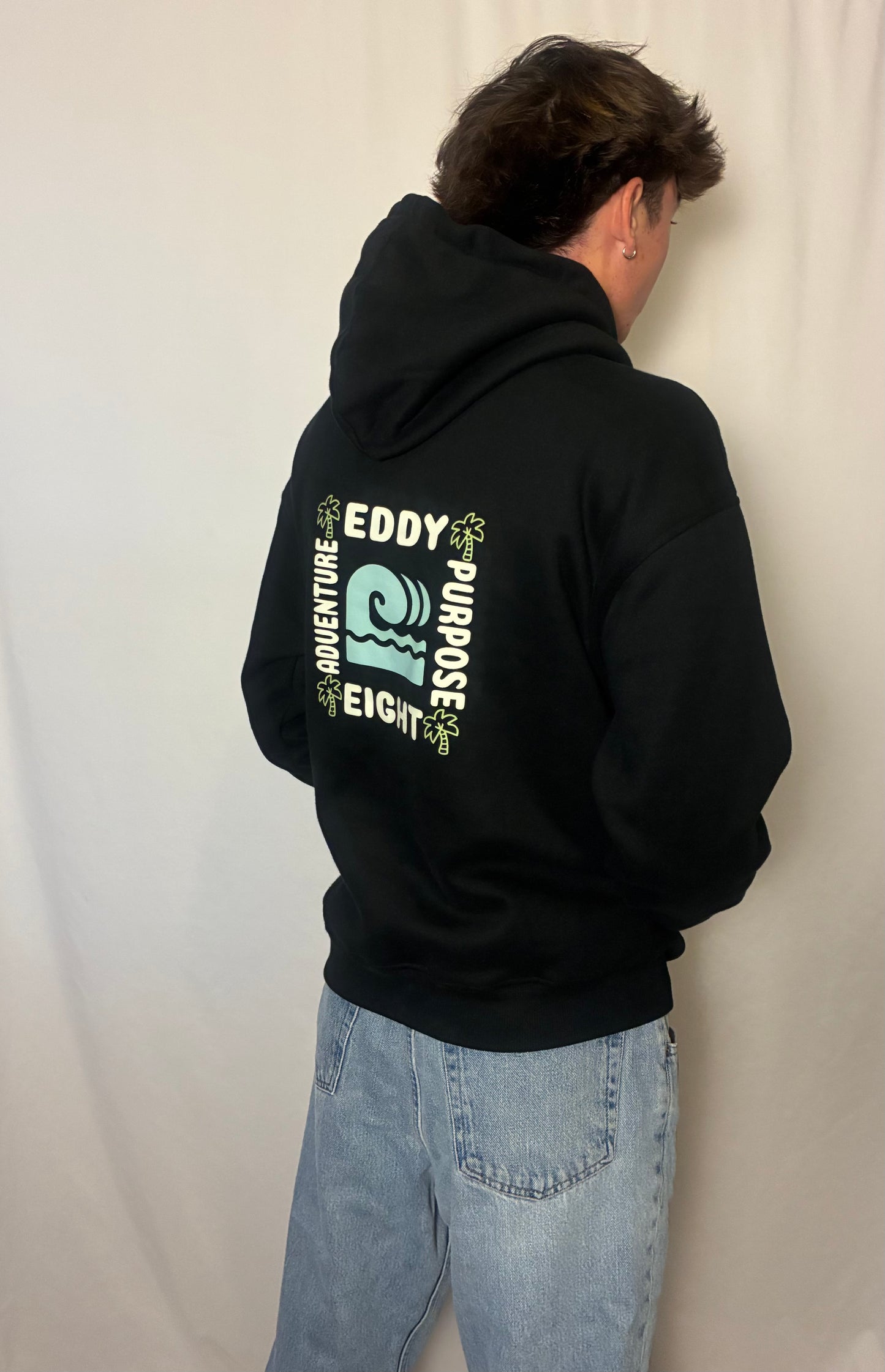 Streetwear Unisex Fleece Hoodie~ 3 waves logo