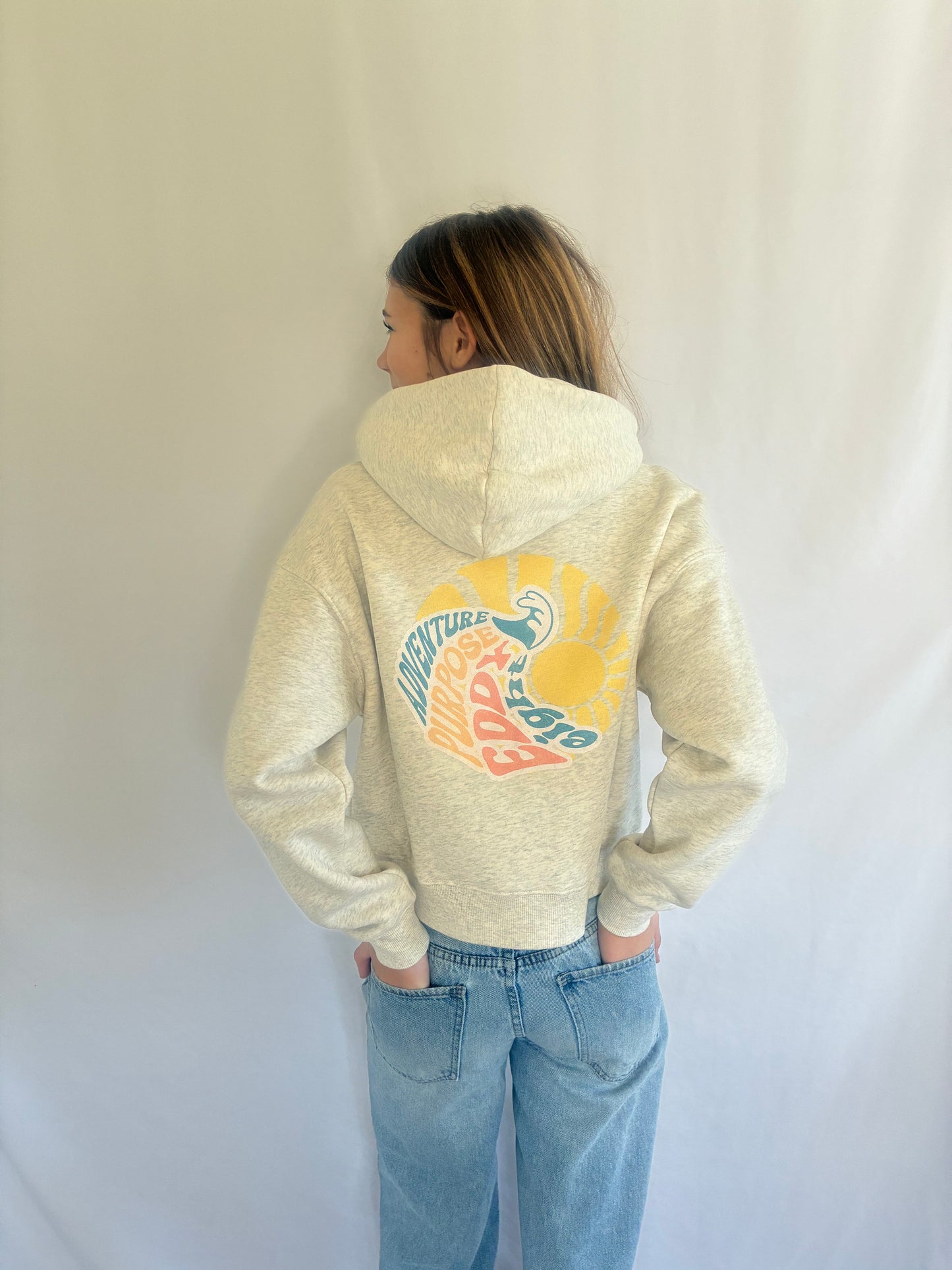 Fleeced Zip-Up Cropped Hoodie