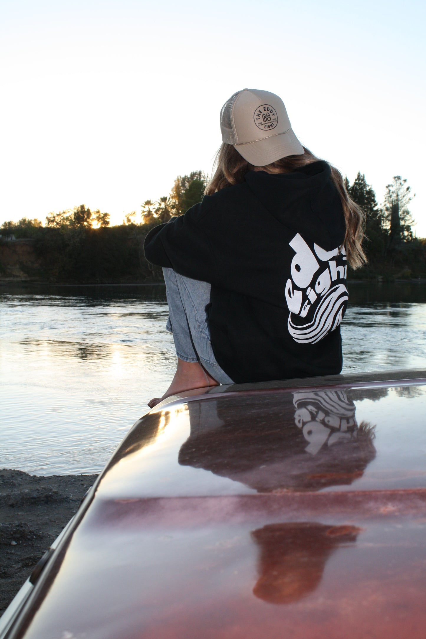Streetwear Unisex Fleece Hoodie~ wave center logo